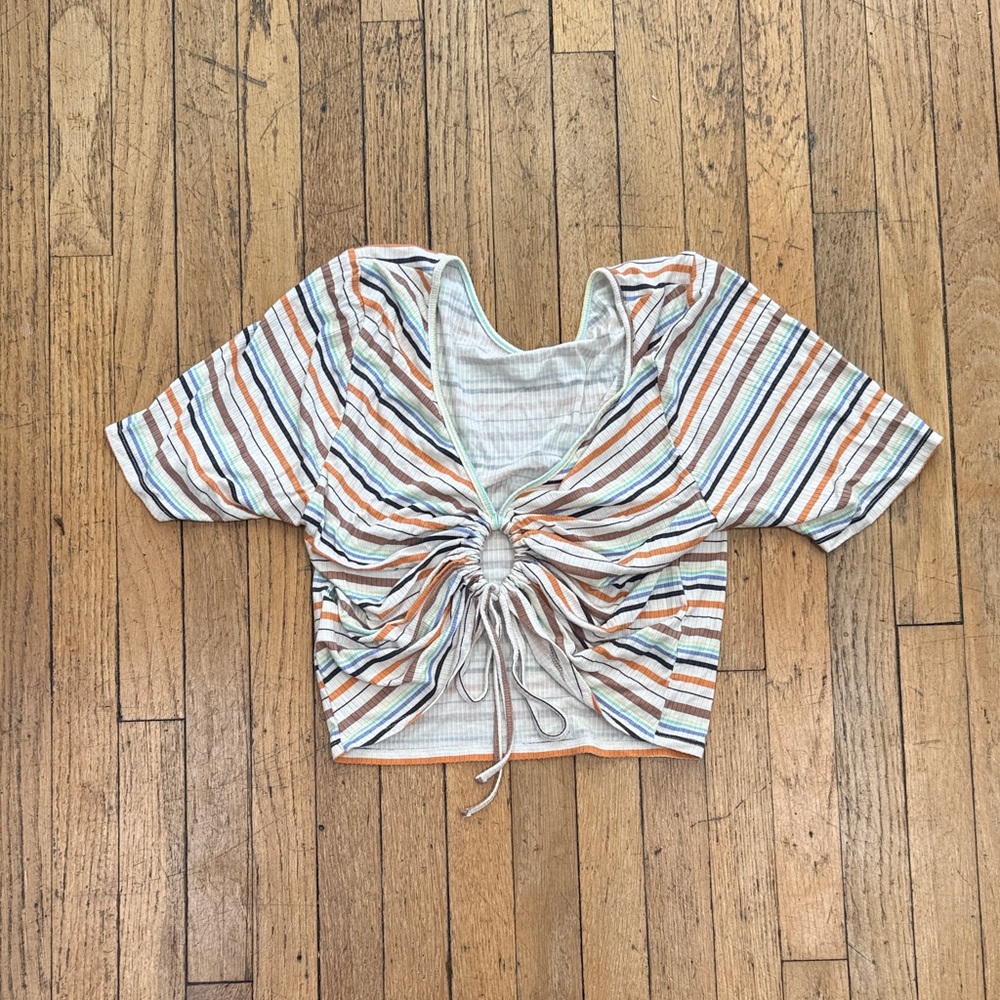 O'Neill Multicolor Striped Ruched Crop Top